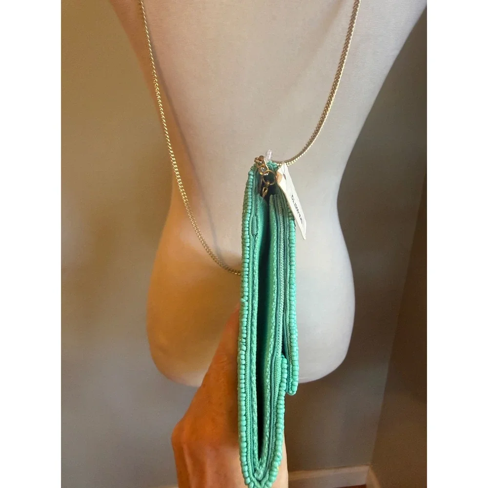 Turquoise Beaded Rainbow Smiley Flower Crossbody Clutch Bag whimsi boho Y2K colo